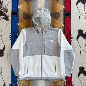 The North Face White Denali Fleece Hooded Full Zip Jacket Women's Size XL